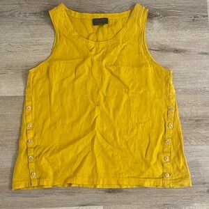 RACHEL Rachel Roy Sleeveless Yellow 100% Linen Lightweight Blouse Size Large